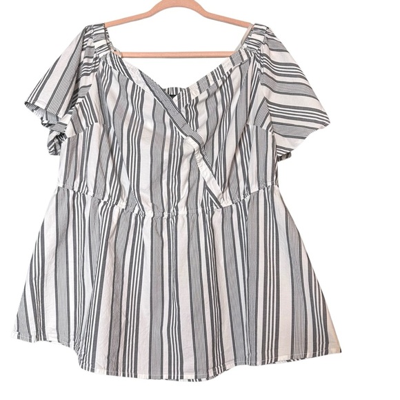 5 for $40 SALE! Lane Bryant Off The Shoulder Gray White  Cinched Waist Tunic 16 - Picture 8 of 9